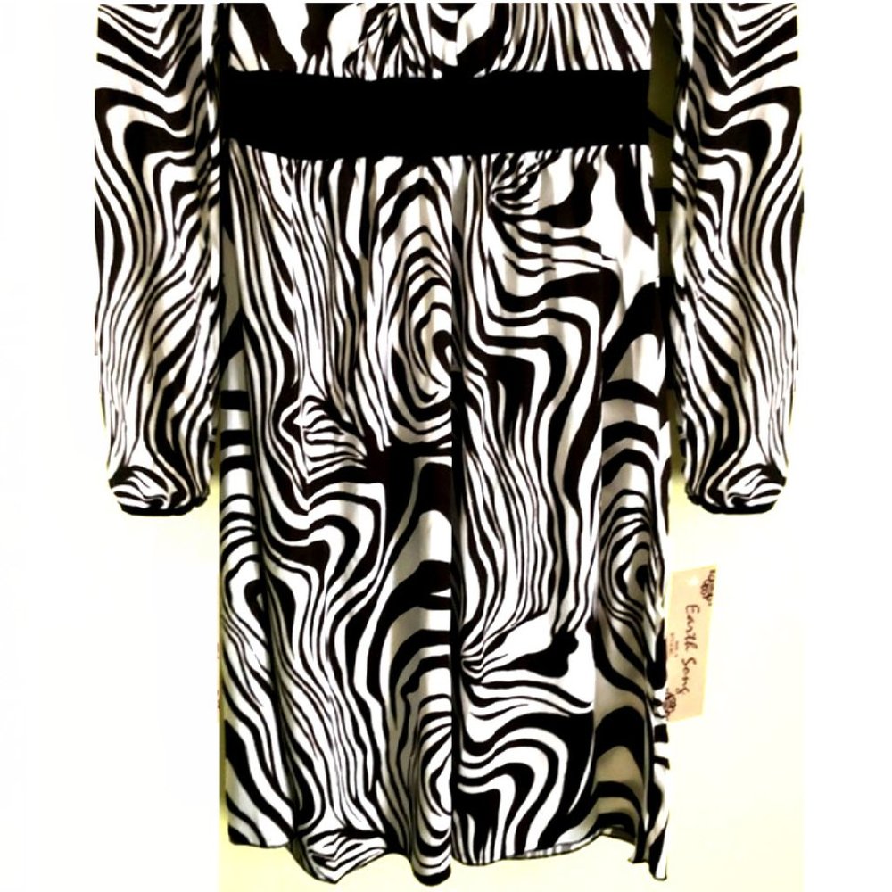Earth Song Zebra Print Fit & Flare Dress - Picture 4 of 4